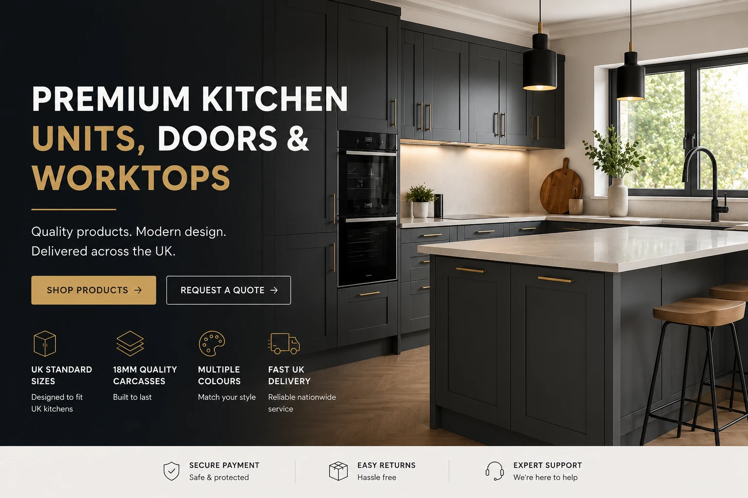 Premium kitchen units, doors and worktops from Qantu Kitchens