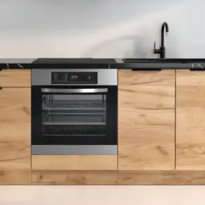 Oak effect modular budget kitchen base cabinet set with oven sink and worktop
